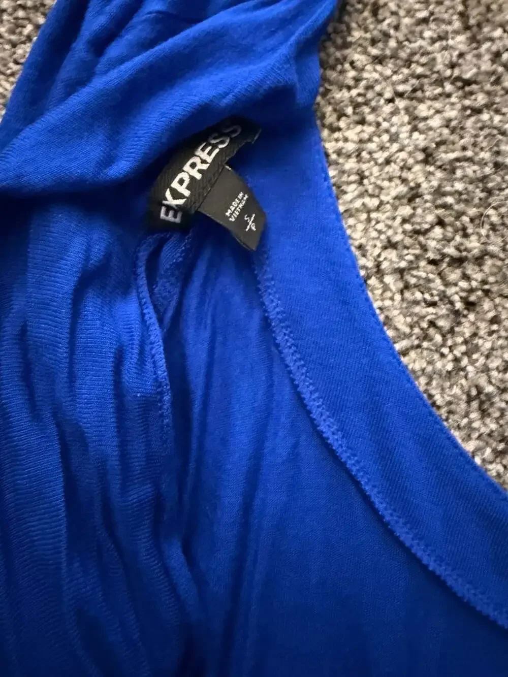 Express Women's Royal Blue Long Sleeve Cowl Back Drape Top